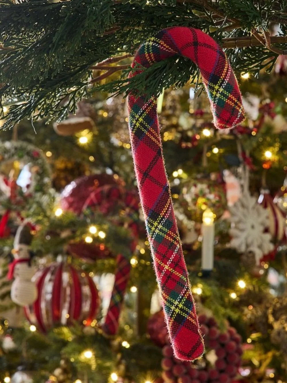 6 Pottery Barn Plaid Candy Cane
